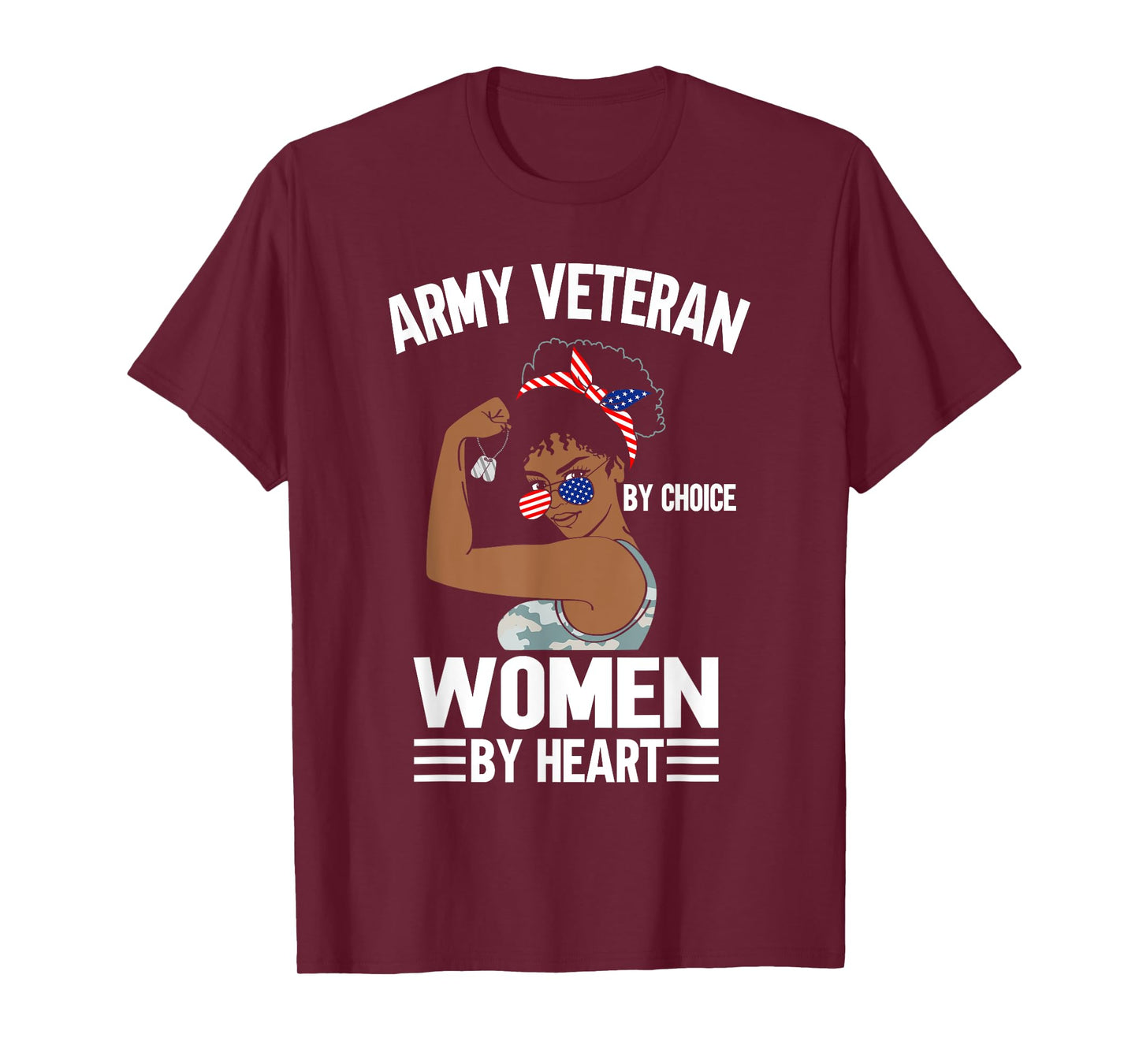 African American Army Veteran Female Afro Melanin Girl T-Shirt