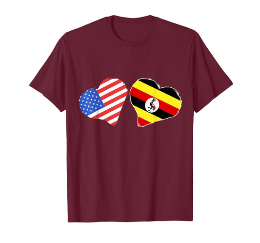 Uganda Heart America USA Ugandan Flag Ugandan Roots T-Shirt