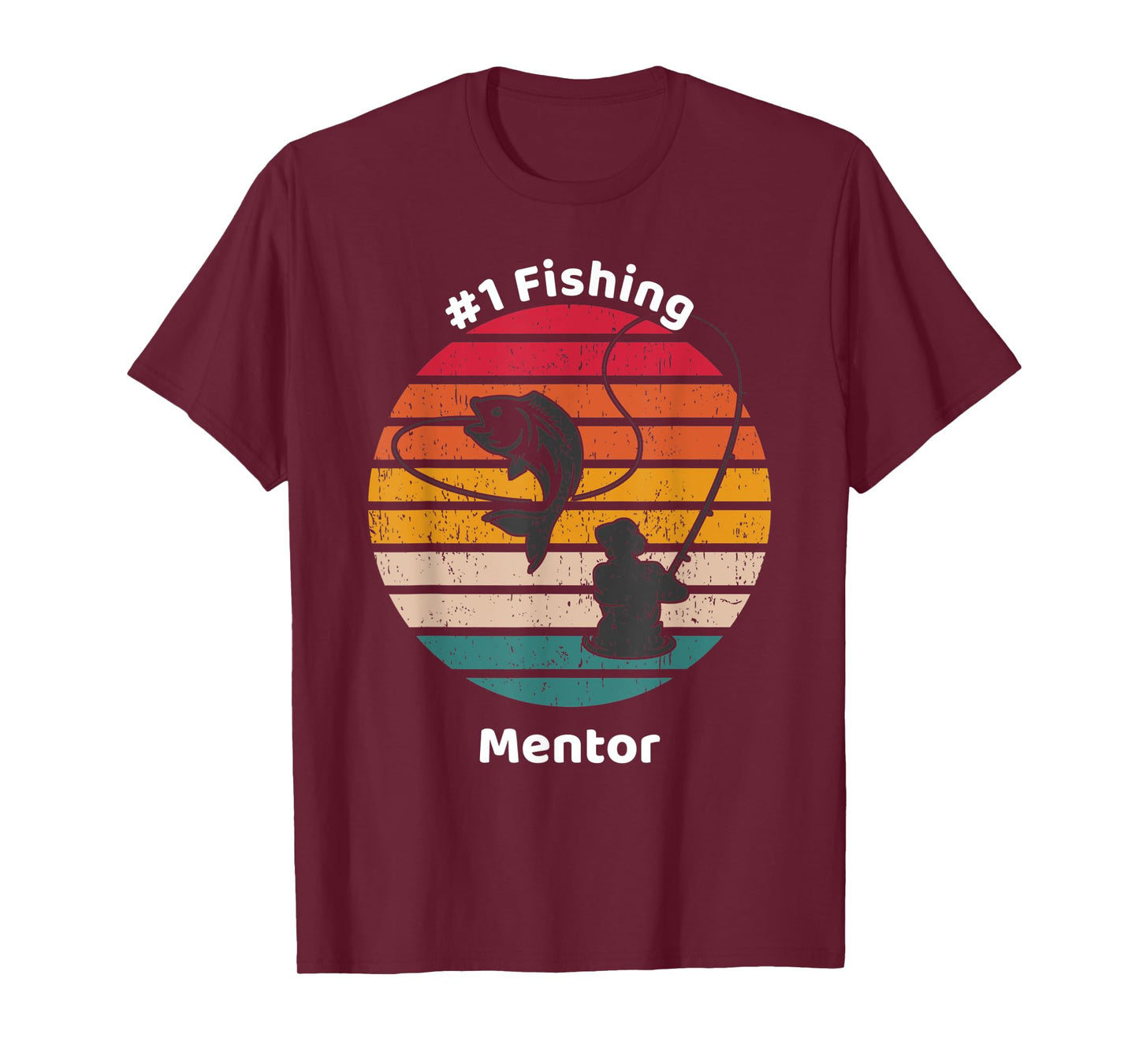 #1 Fishing Mentor Graphic Fisherman Fathers Day Gift T-Shirt