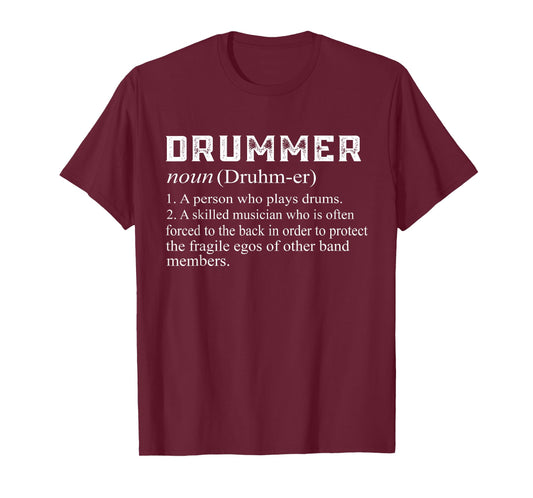 Drummer Definition Funny Rock Drumming Music T-Shirt