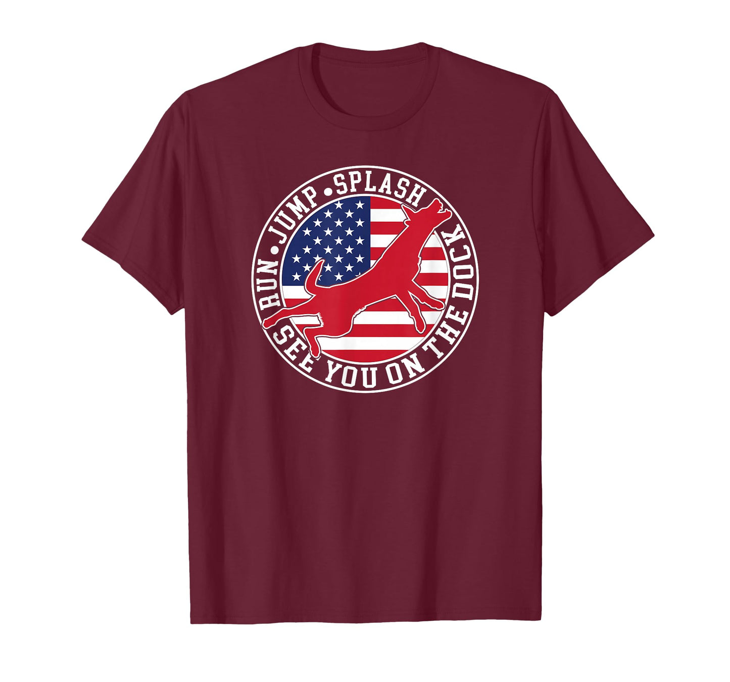 Dog Dock Jumping Dock Diving Dogs American Flag T-Shirt