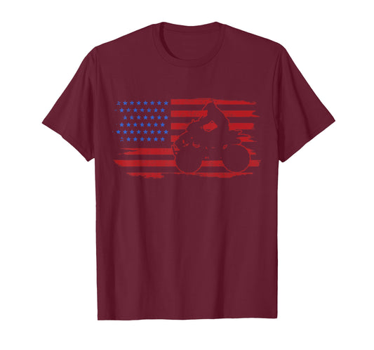 ATV Quad American Flag USA T-Shirt