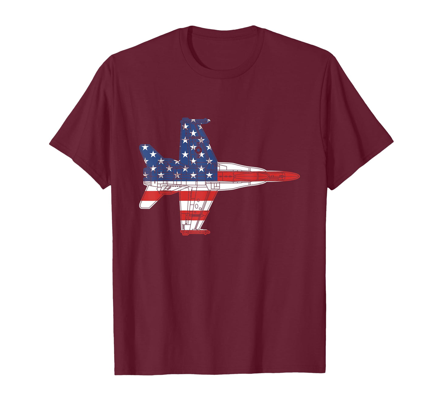 F18 Hornet Military Airplane Schematic Vintage American Flag T-Shirt for Women Men