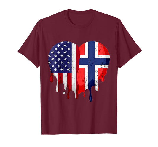 American Norwegian Heritage Month Norway Flag Heart T-Shirt