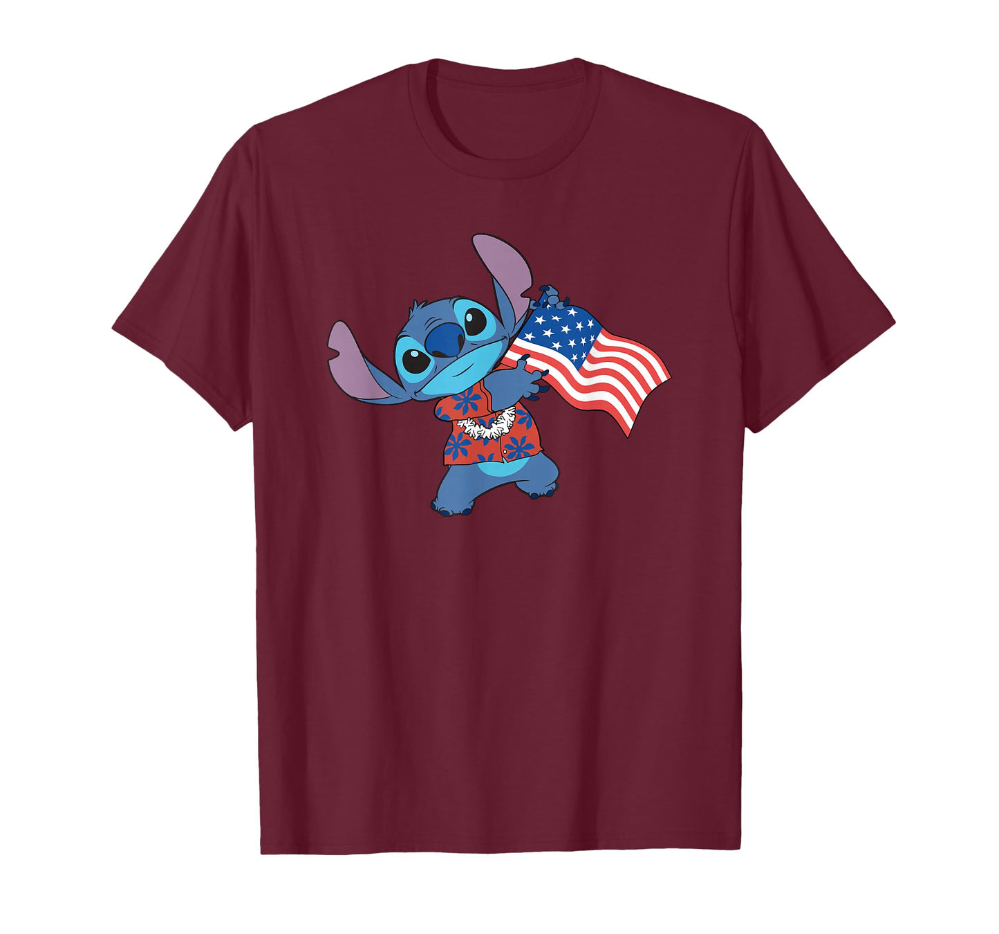 Disney Lilo & Stitch Tropical Stitch American Flag T-Shirt
