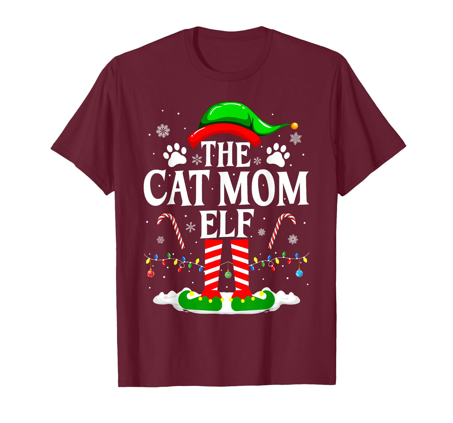 The Cat Mom Elf Xmas Funny Cats lover Christmas Cat Mom T-Shirt