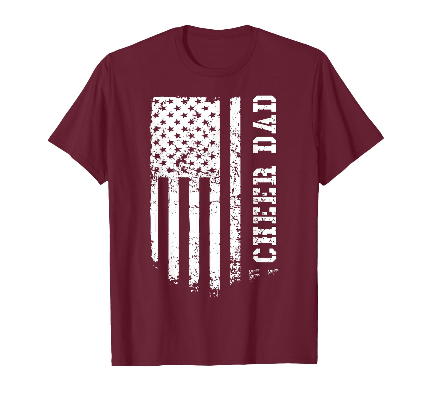 Cheer Dad Cheerleading American Flag Fathers Day Cheerleader T-Shirt