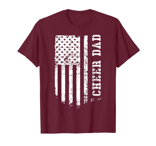 Cheer Dad Cheerleading American Flag Fathers Day Cheerleader T-Shirt