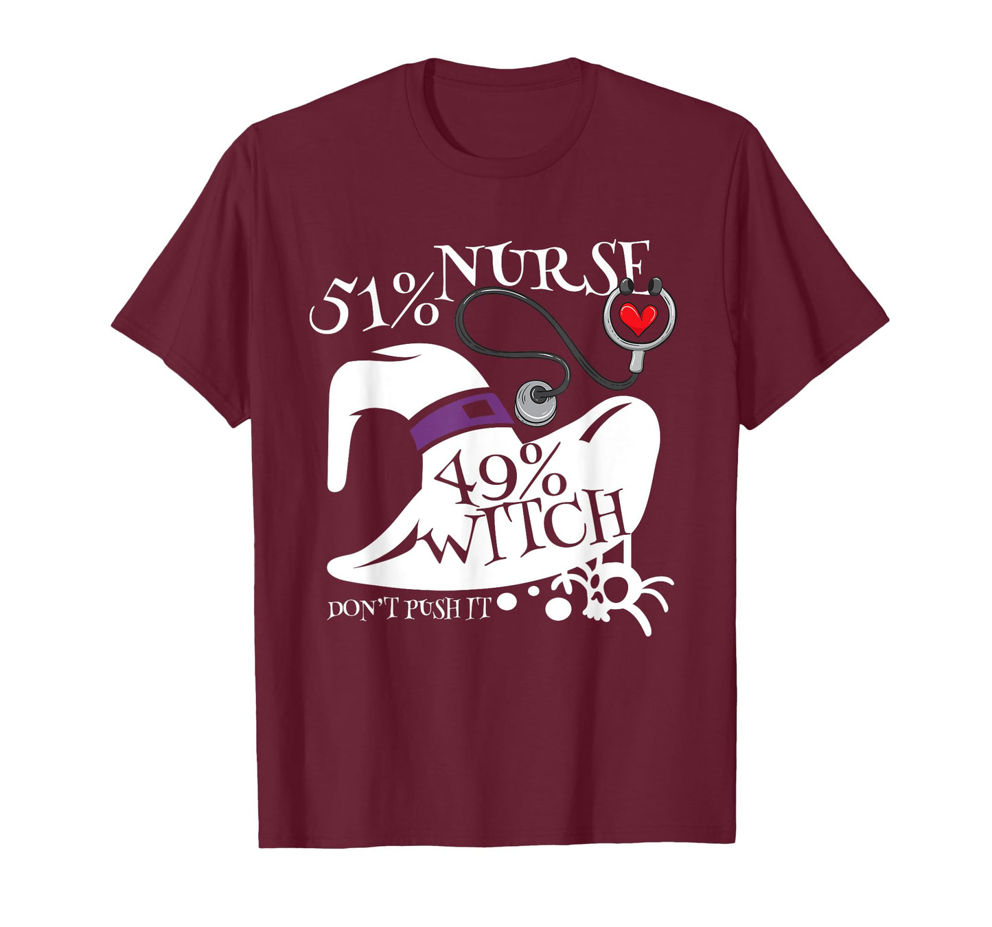 51% Nurse 49% Witch Funny Halloween Speelbind Nurse T-Shirt