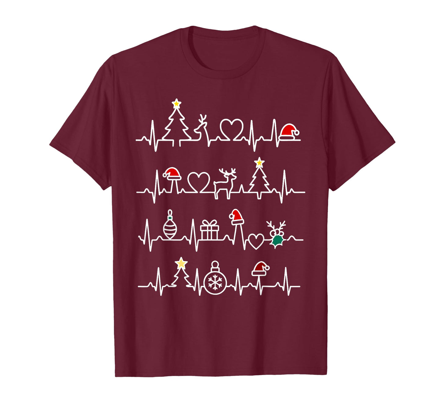 Christmas EKG Heartbeat Cardiologist Cardiology Heart Women T-Shirt