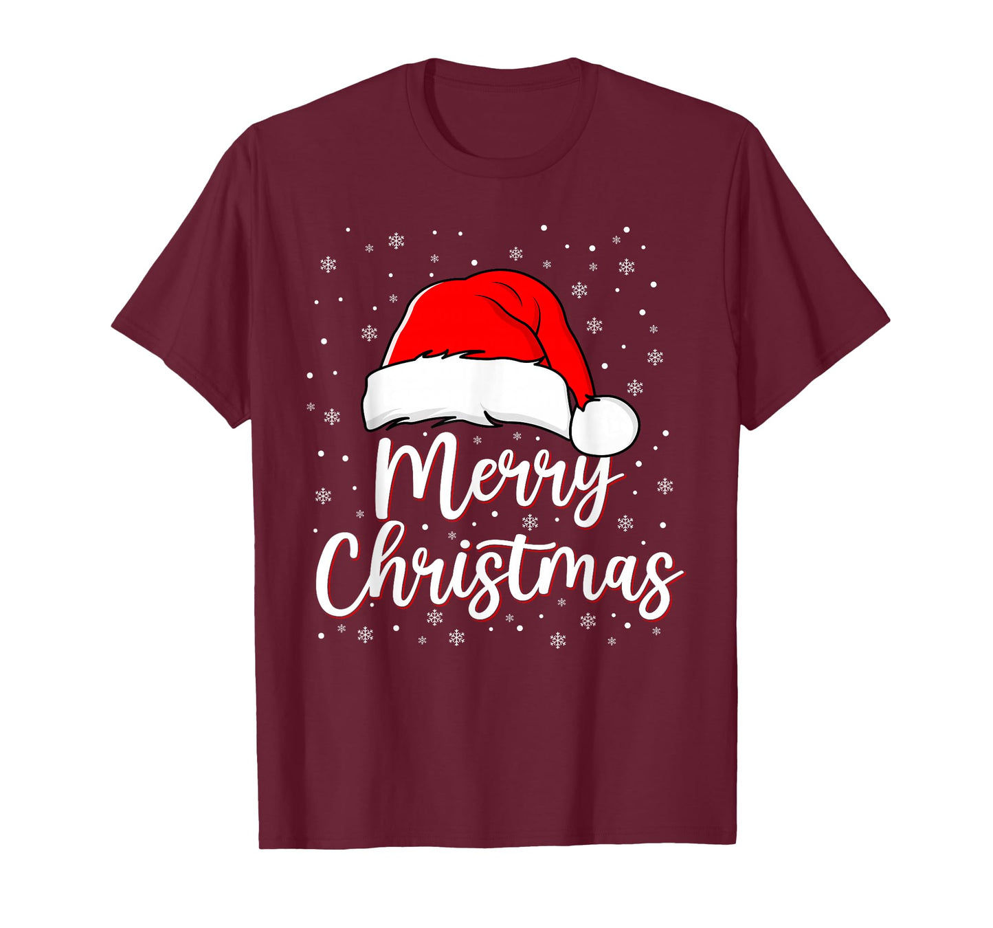 Merry Christmas Lights Santa Hat Xmas Family Matching Pajama T-Shirt