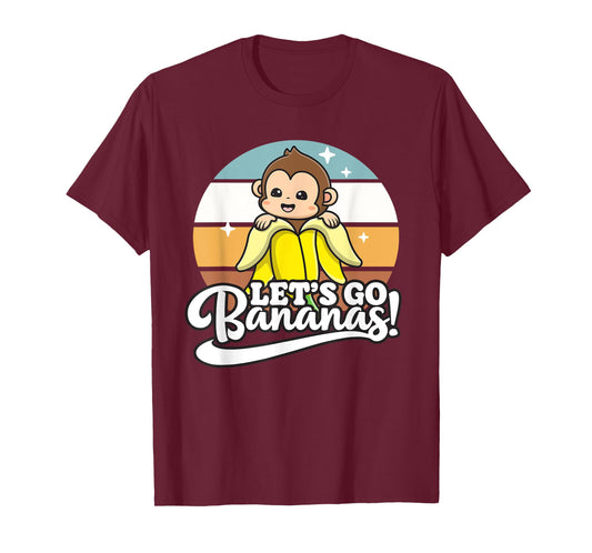 Cute Kawaii Monkey, Funny Let’s Go Bananas T-Shirt