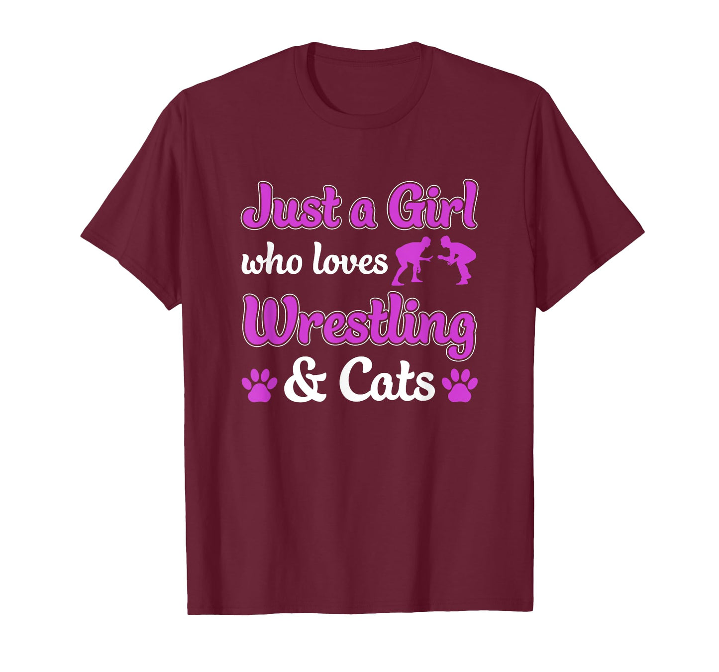 Just a Girl Who Loves Wrestling and Cats Women Funny Wrestle T-Shirt