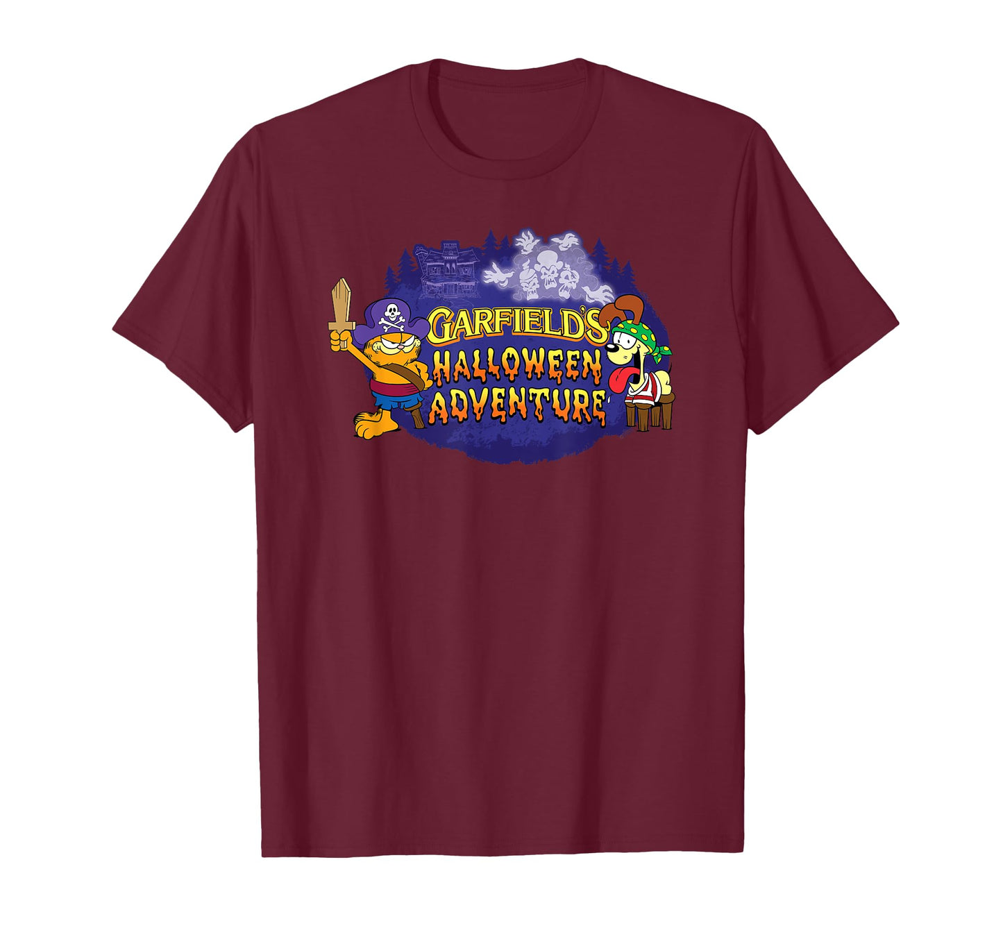 Garfield Halloween Adventure Pirate Cat and Dog Cartoon T-Shirt