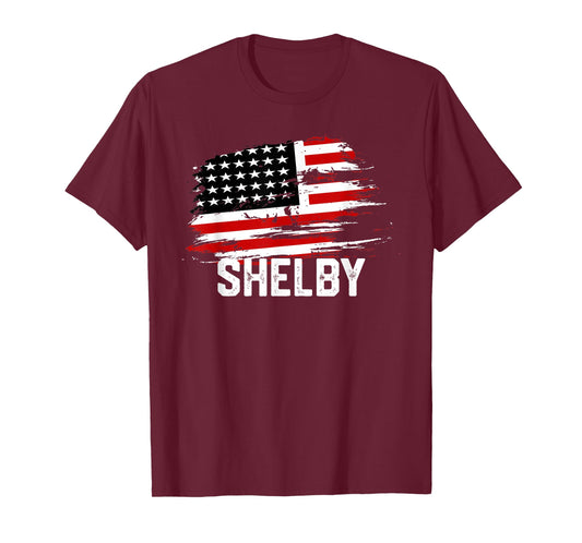 SHELBY USA Flag T-Shirt Personalized 4th of July SHELBY T-Shirt