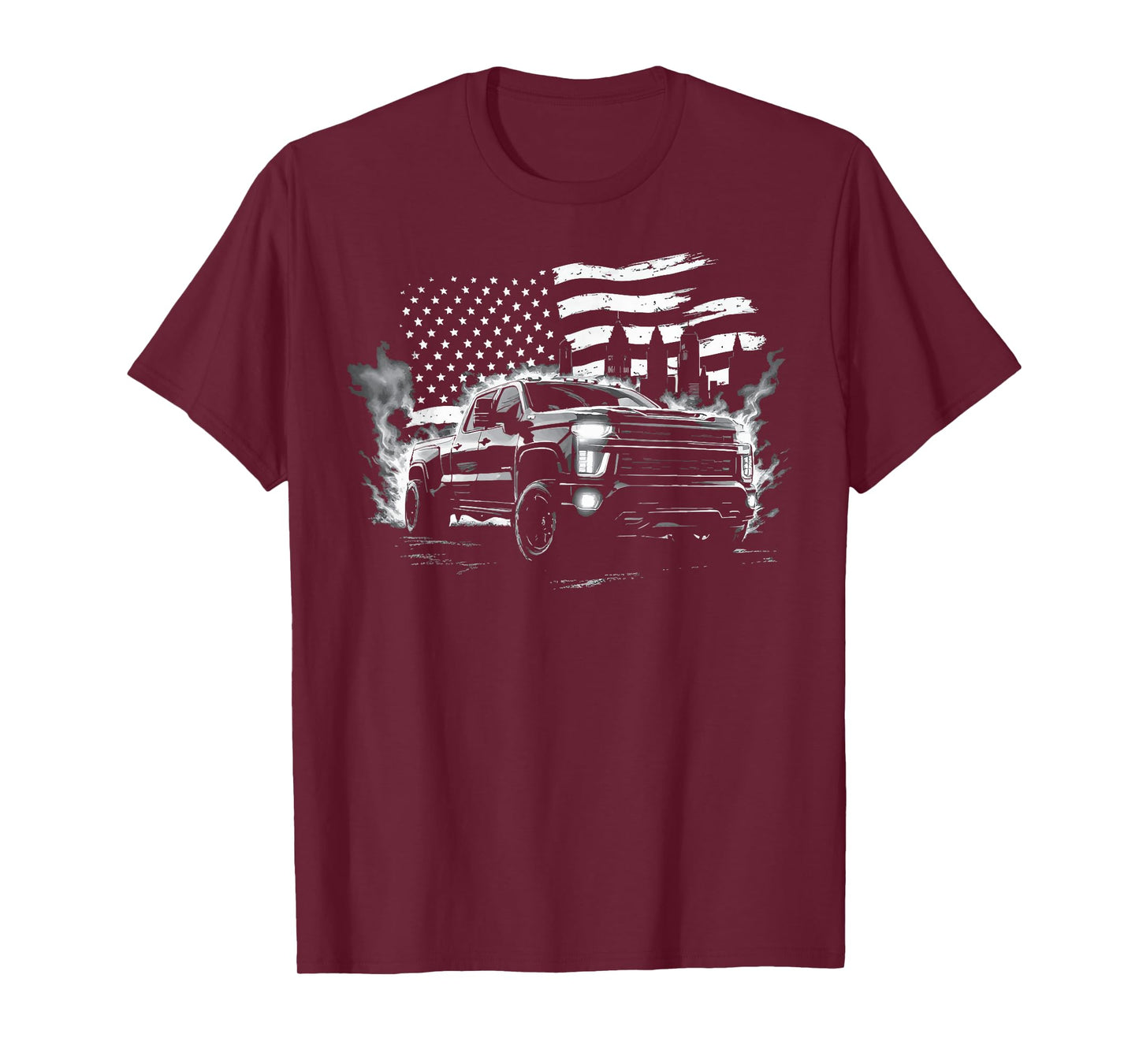 Silverado 2500 Crew Cab Truck Fourth Gen Patriotic Flag City T-Shirt