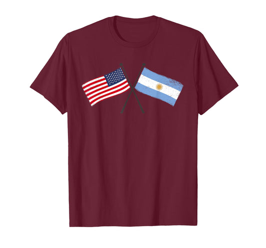 USA Argentina Crossed Flags American Argentinian Friendship T-Shirt