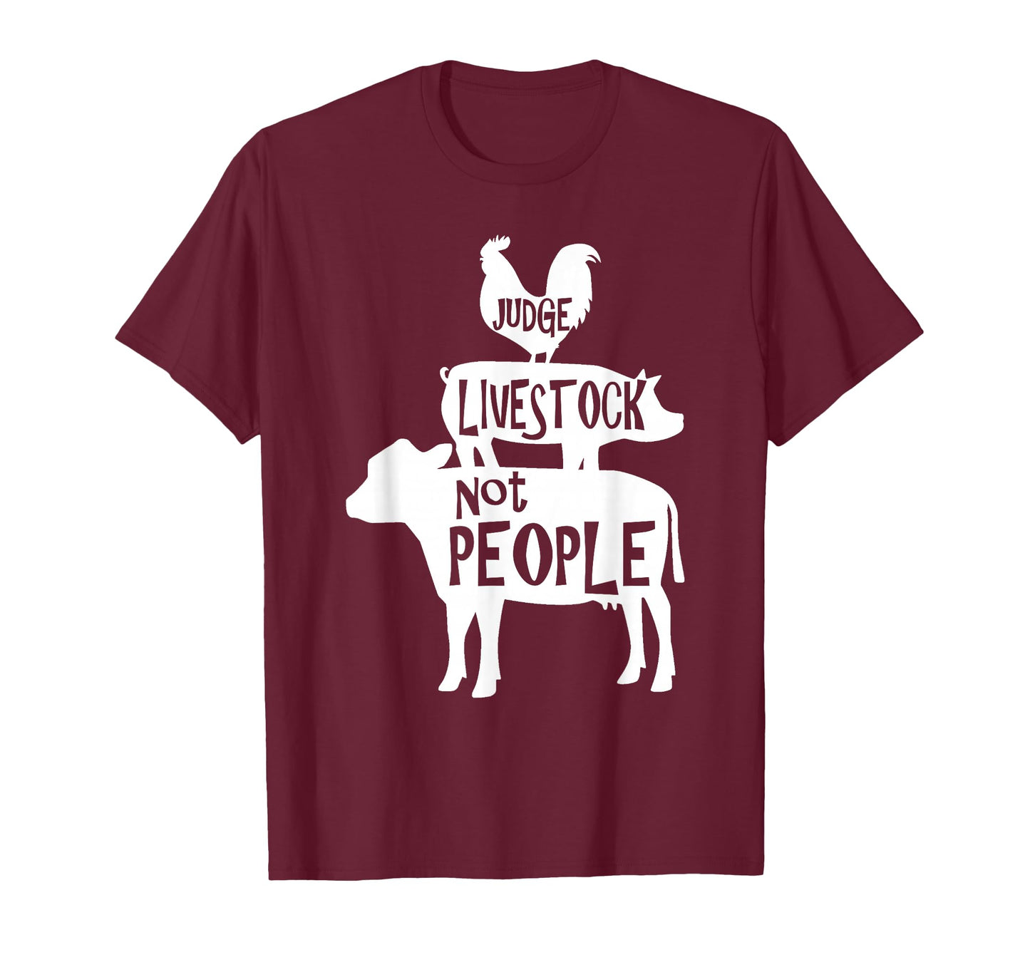 County Fair Designs Judge Livestock Not People Chicken Pig Beef T-Shirt - Black - Men's Small - Short Sleeve - Classic Fit - Cotton 65% Polyester 35%