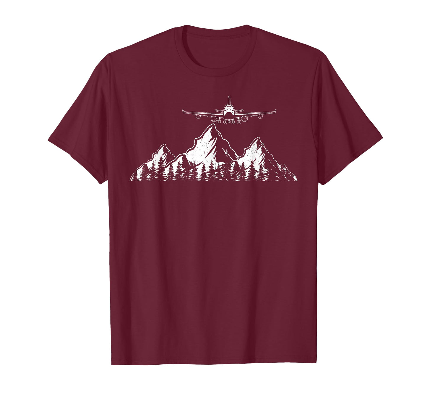 Airplane Over Mountains Funny Pilot Aviation Men Women Kids T-Shirt