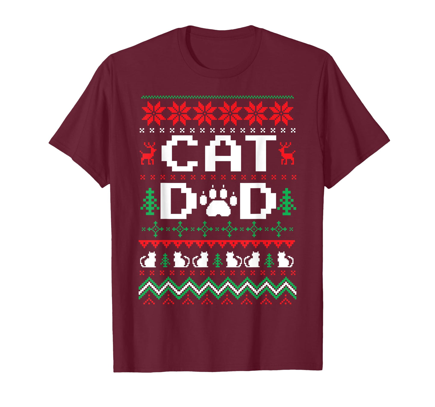 Funny Christmas Cat Dad Shirt Cats Kitten Men Women Kids T-Shirt