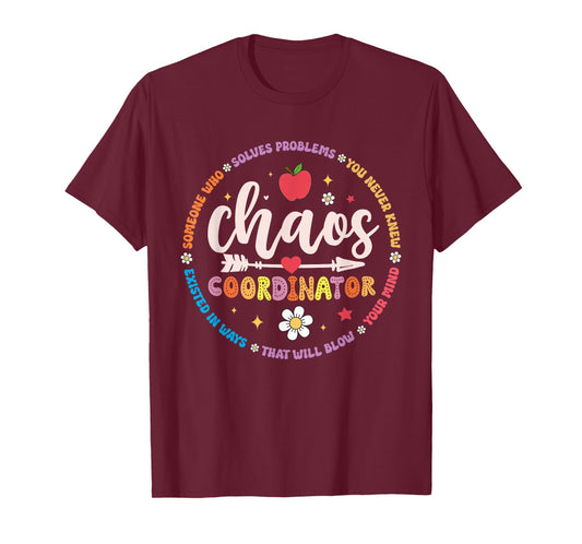 Cute Chaos Coordinator Teacher Funny First Day of School T-Shirt