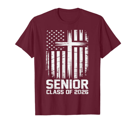 Senior Class of 2026 USA Flag Christian Graduation 2026 T-Shirt