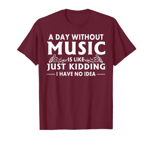 A Day Without Music is Like Just Kidding I Have No Idea T-Shirt Small