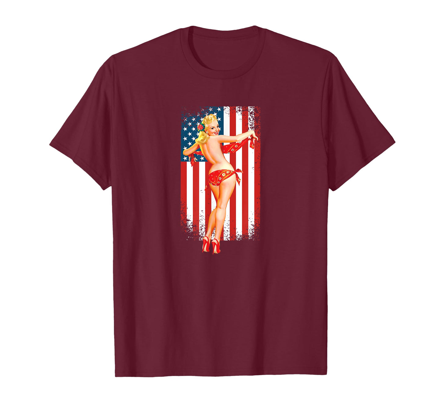Patriotic Vintage Sexy Pinup Girl T-Shirt