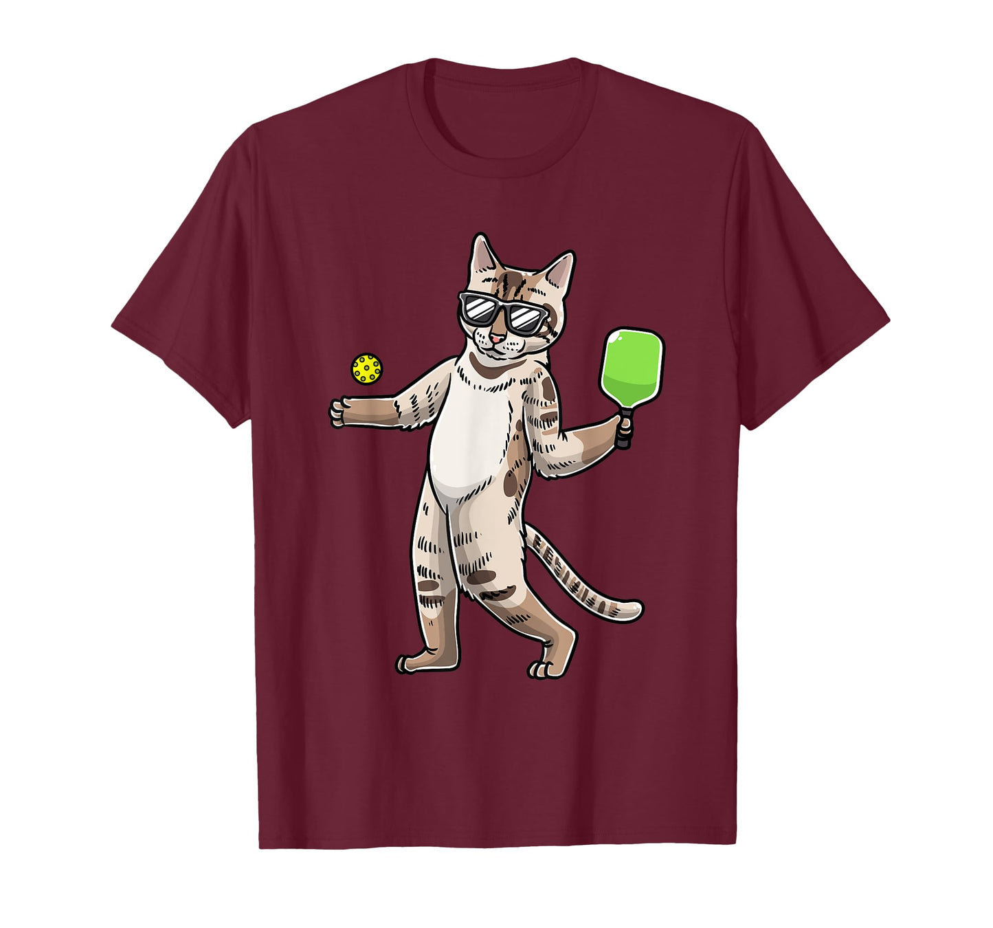Cat Playing Pickleball Player Racket Sports Men Women T-Shirt