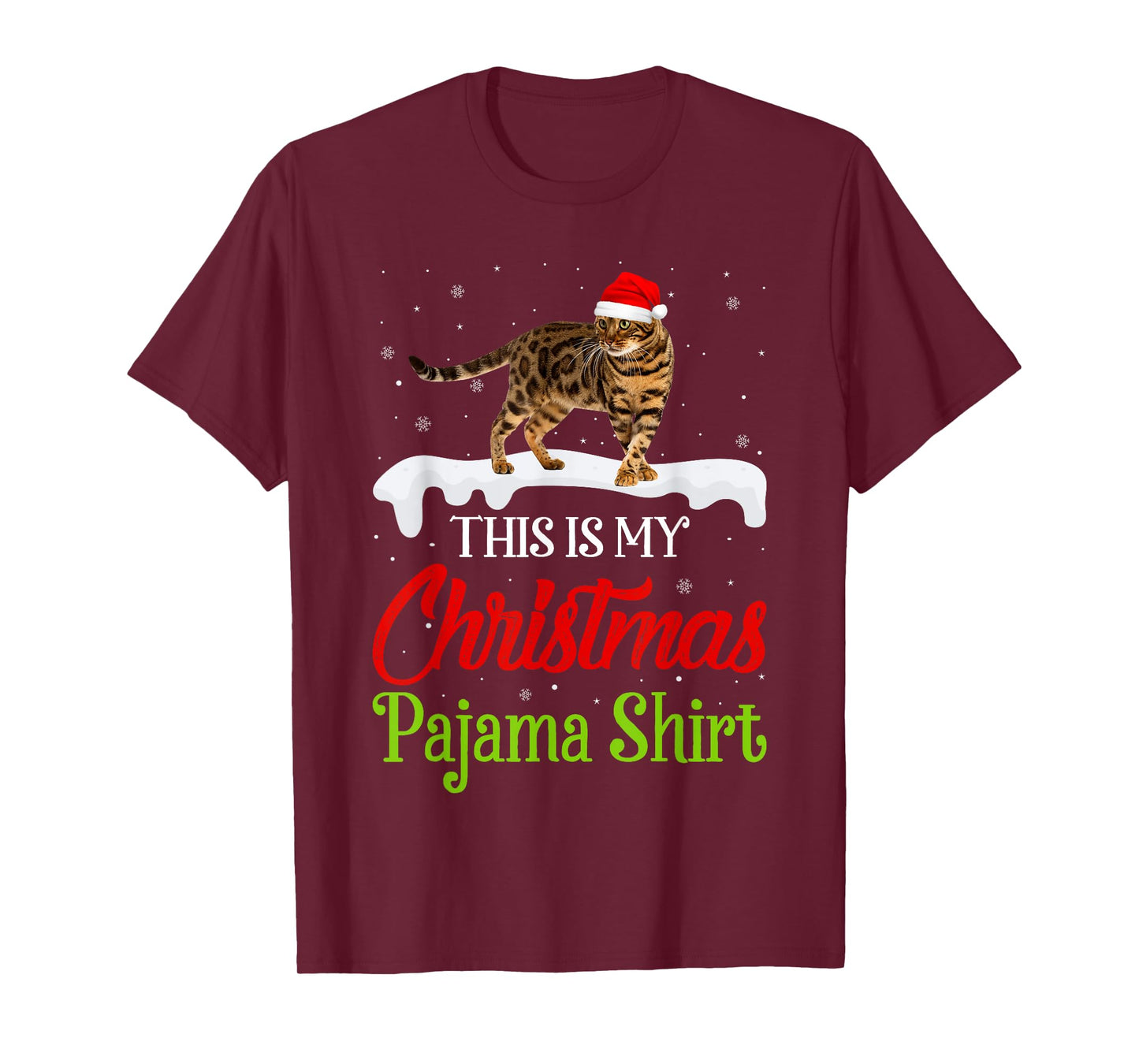 This Is My Christmas Pajama Shirt Bengal Cat T-Shirt