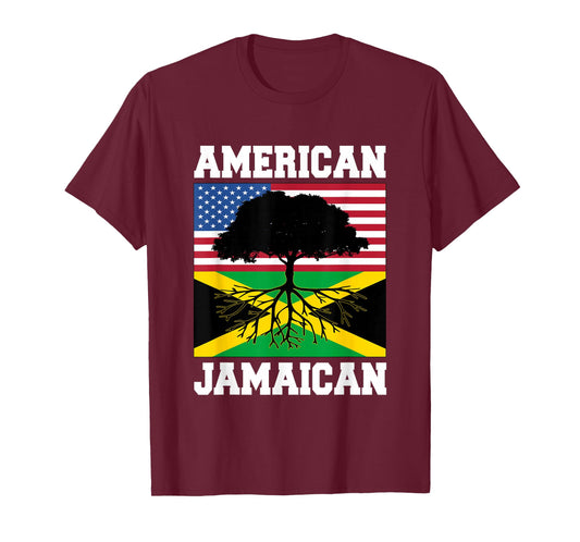 USA Jamaica Flag Jamaican Roots American Born America T-Shirt Small