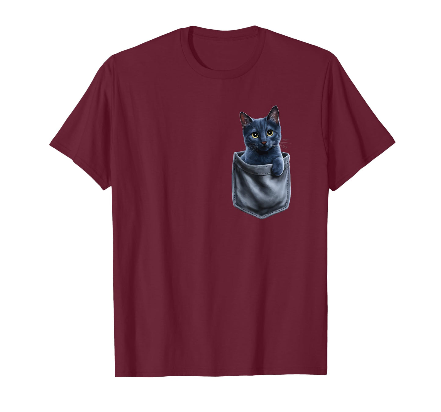 Russian Blue Cat In Pocket Men Women Kids T-Shirt