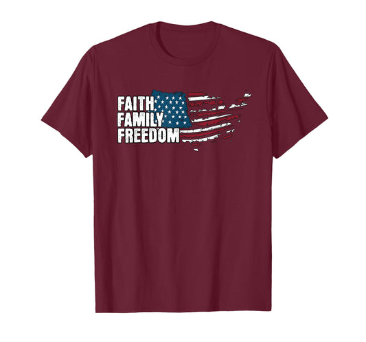 Patriotic Faith Family Freedom Grunge Flag 4th of July T-Shirt
