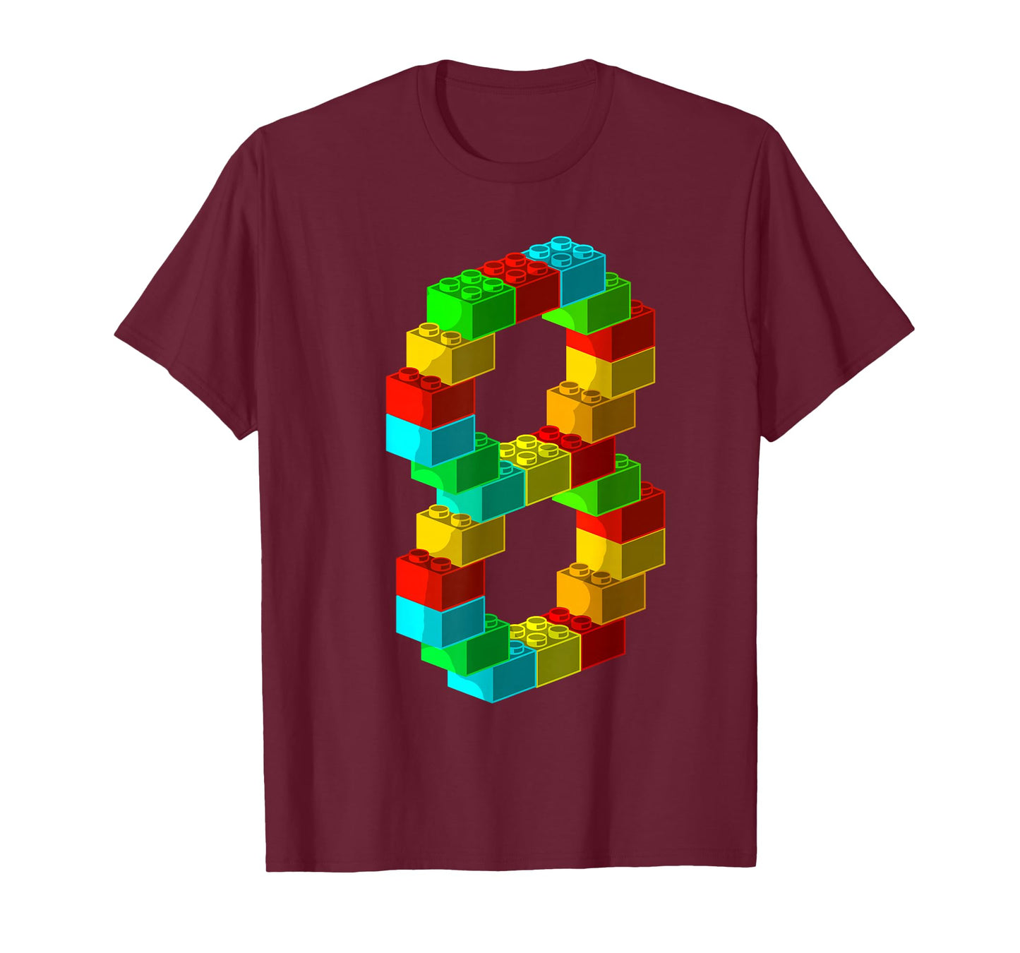 Cute Block Building 8th Birthday Gift 8 Years Old Boys Girls T-Shirt