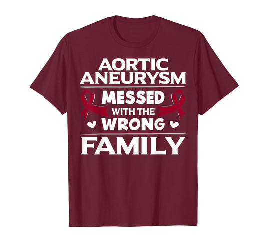 Aortic Aneurysm Gift Burgundy Awareness Ribbon T-Shirt