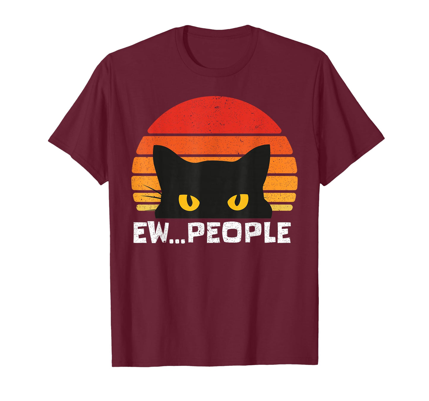 Ew People Retro Funny Black Cat Gifts Anti Social Men Women T-Shirt