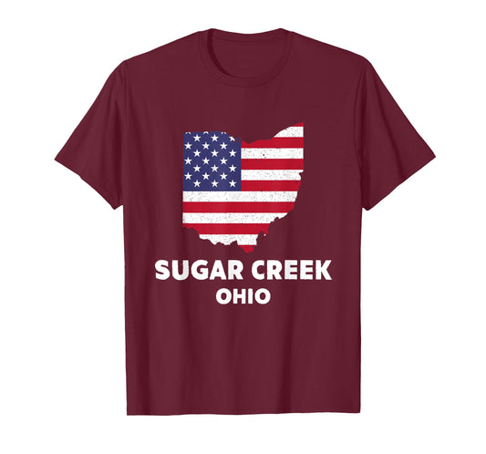 Distressed Patriotic USA Flag Sugar Creek, Ohio T-Shirt