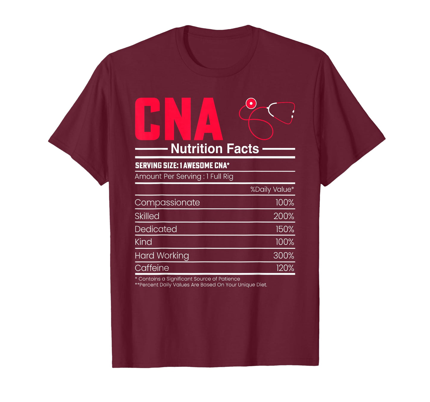 CNA Nutrition Facts - Funny Certified Nurse Assistant CNA T-Shirt