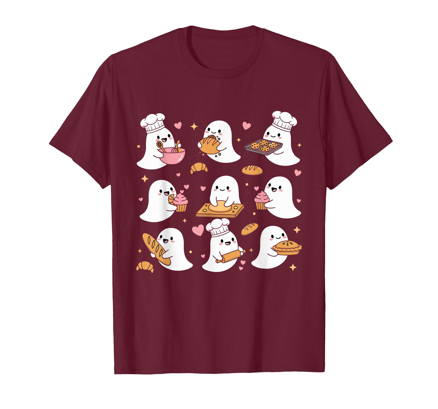 Cute Ghosts Cooking Sourdough Bread Homemaker Baking Baker T-Shirt
