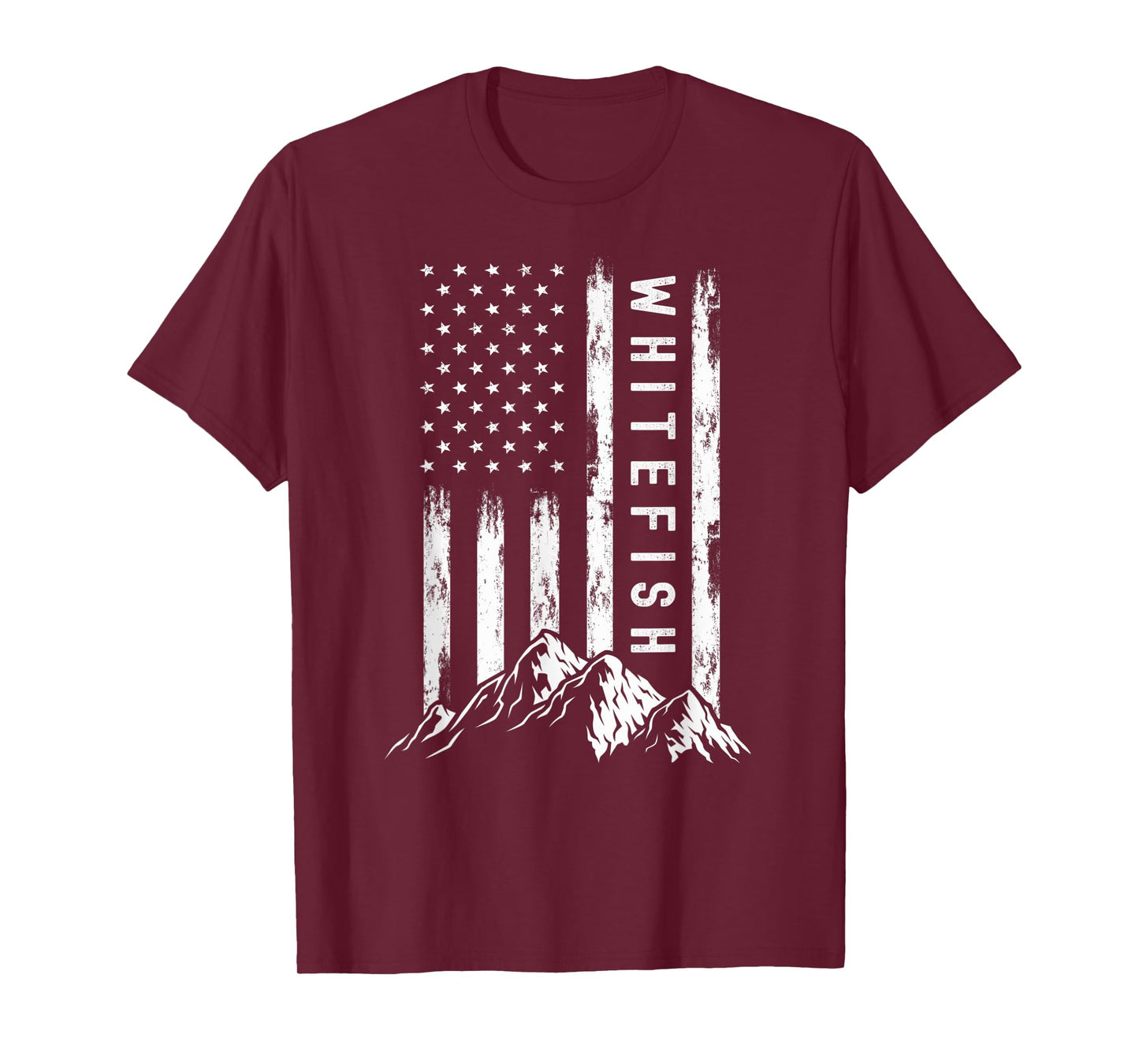 Patriotic Outdoors Nature Hiking Mountains Montana Whitefish Women Kids Men T-Shirt