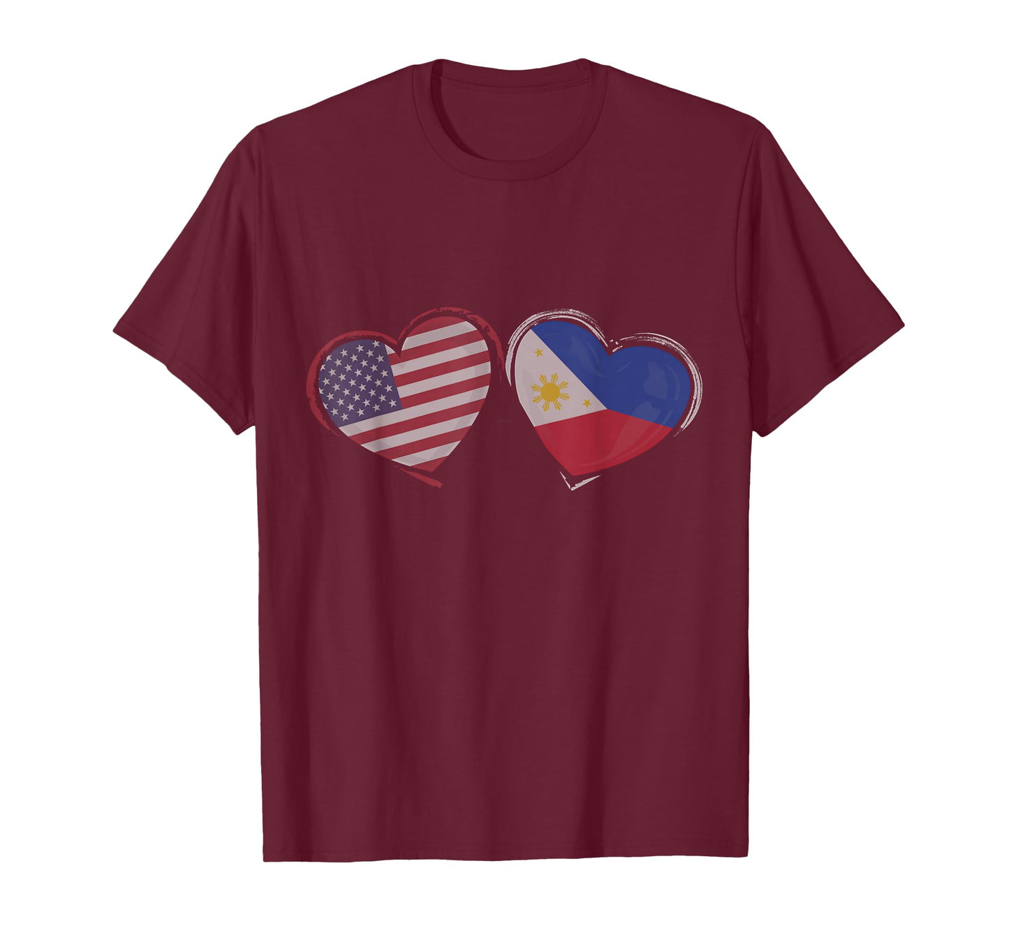 USA Philippines Flag Heart Valentines Day Filipino American T-Shirt