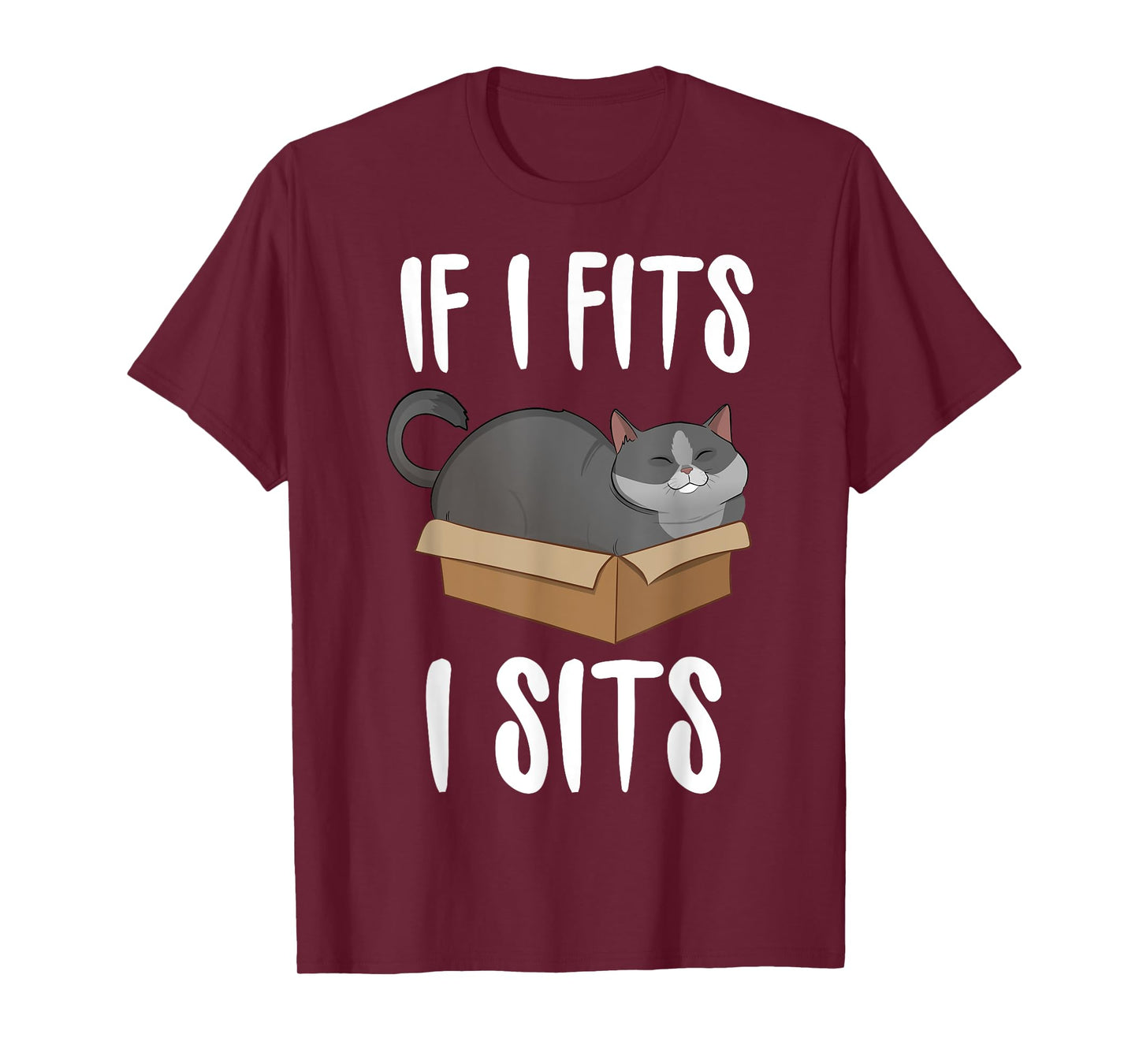 If I Fits I Sits Cat Meme Shirt Funny Cat In A Box T-shirt Men Women Girls Kids T-Shirt