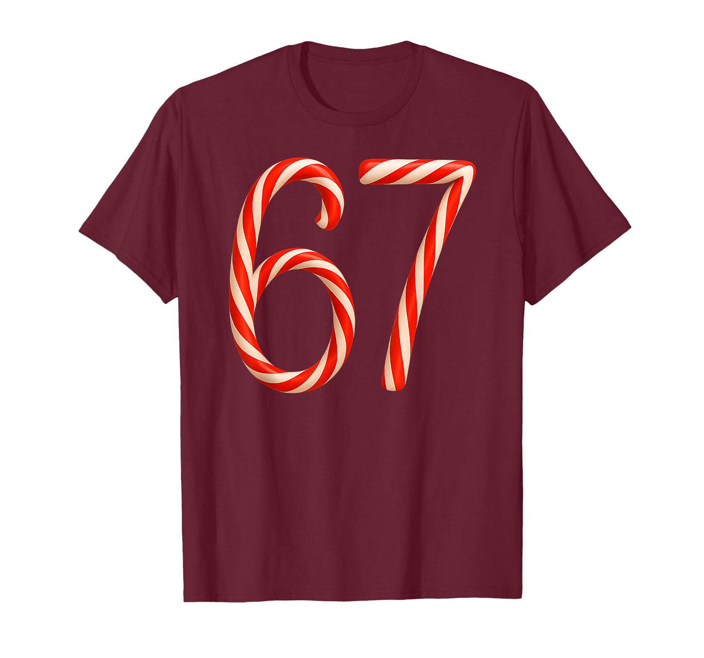 Six Seven Kids 67 Boys Girls 6 7 Peppermint Candy Cane Tee T-Shirt