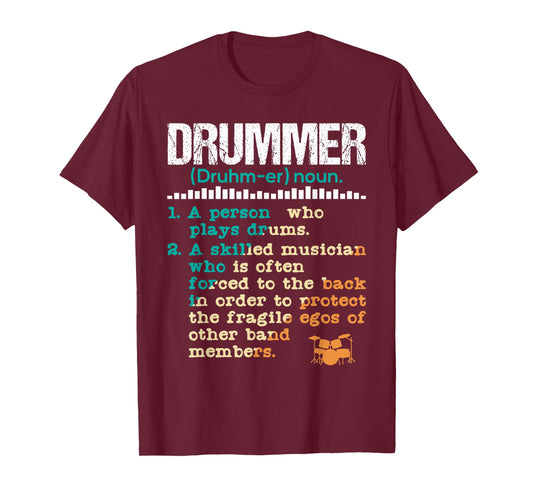 Drummer Definition - Funny Percussionist Drums Musician T-Shirt Small