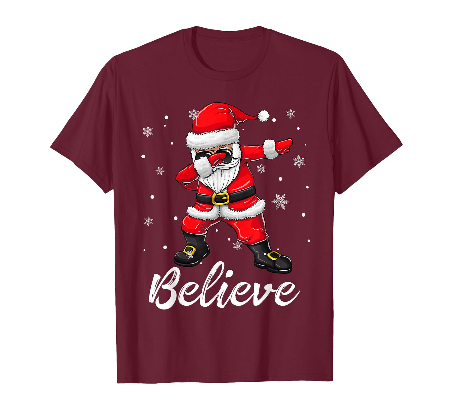 Believe Christmas Shirt Dabbing Santa Claus Kids Boys Girls T-Shirt