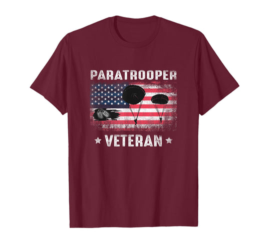 Airborne Infantry Paratrooper Veteran American Flag Women Men T-Shirt