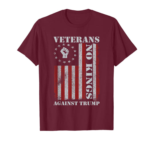 Military Veterans Protest USA Flag No Kings America Protest T-Shirt