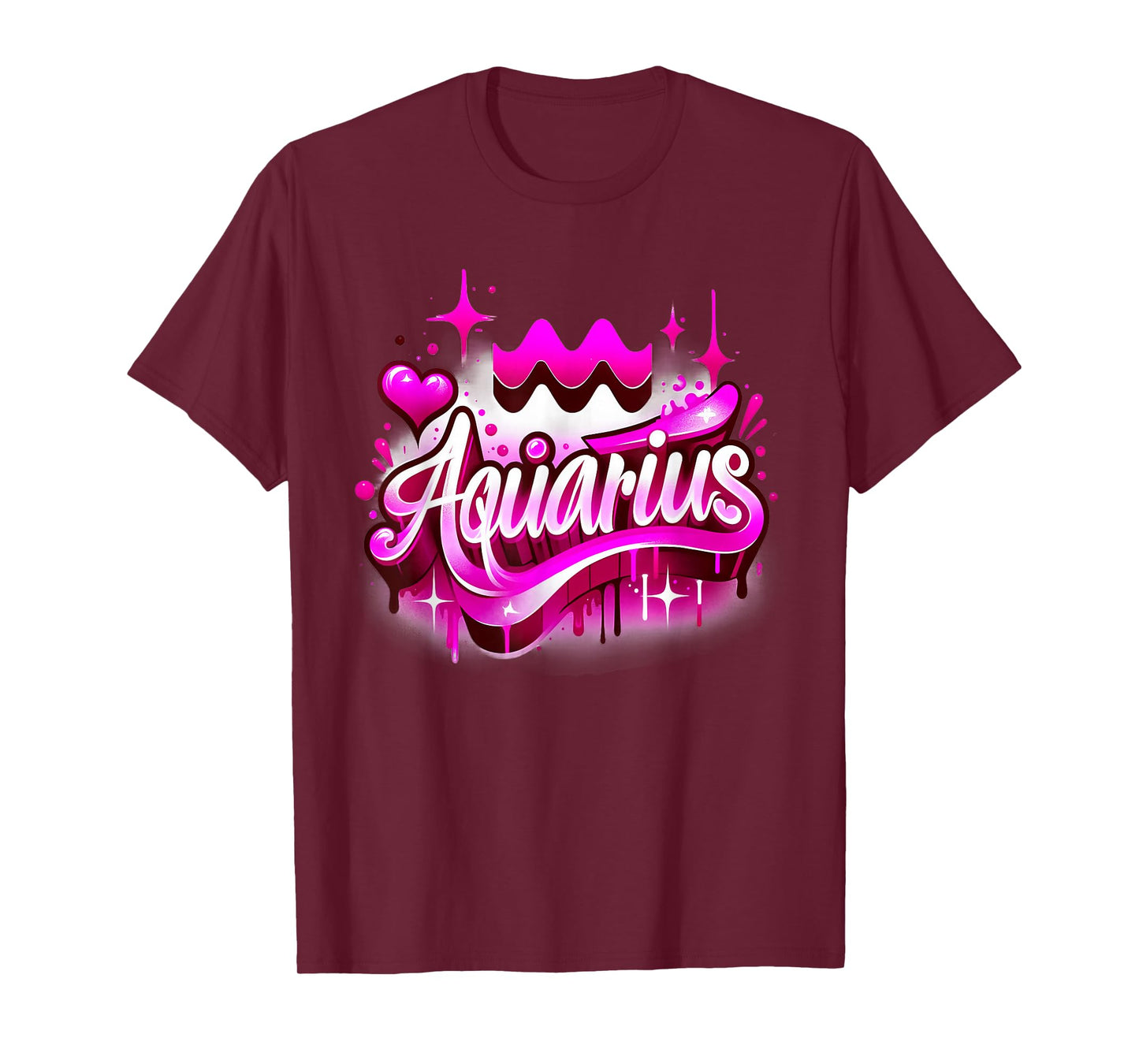 Pink Aquarius Zodiac Star Sign T-Shirt