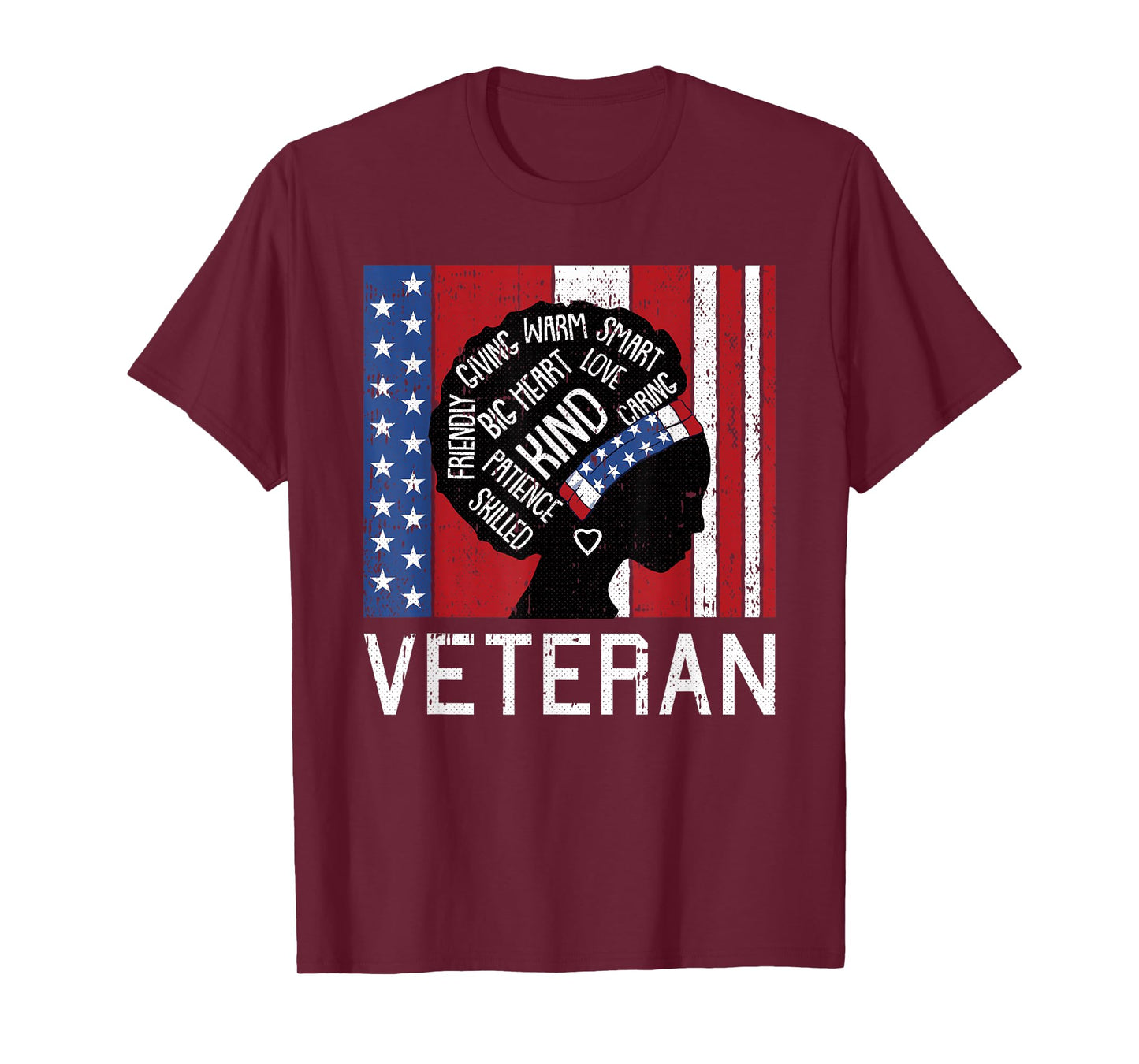 Afro Woman American Flag Veterans Day Army Military Wife T-Shirt