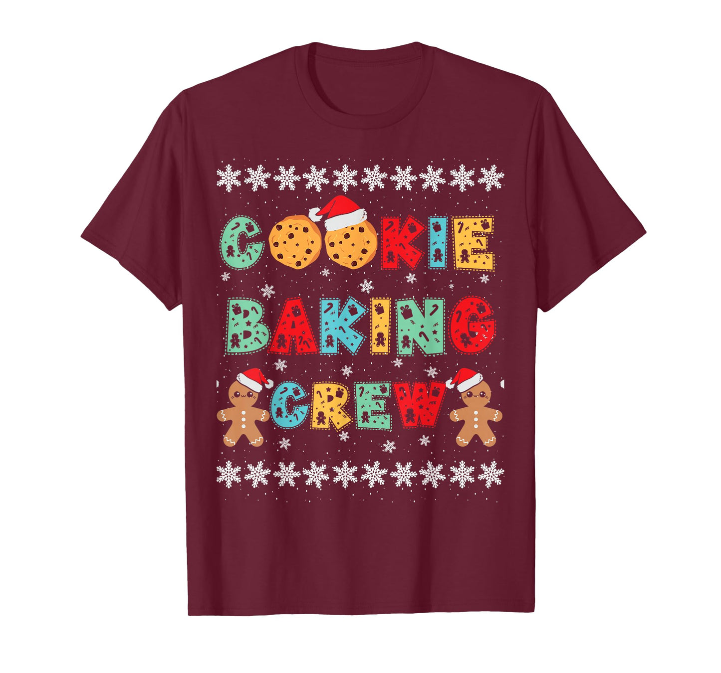 Cookie Baking Crew Gingerbread Men with Xmas Hats T-Shirt